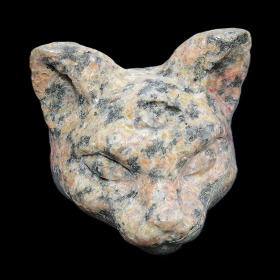 Yooperlite hand-carved Cat head 50*49mm 115g in sunlight - Rocks and Things Store