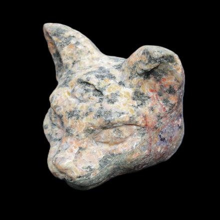 Yooperlite hand-carved Cat head 50*49mm 115g in sunlight - Rocks and Things Store