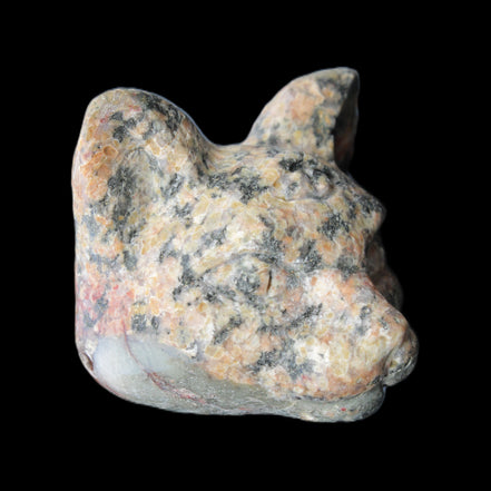 Yooperlite hand-carved Cat head 50*49mm 115g in sunlight - Rocks and Things Store