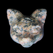 Yooperlite hand-carved Cat head 50*49mm 115g in sunlight - Rocks and Things Store