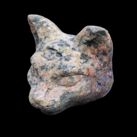 Yooperlite hand-carved Cat head 50*49mm 115g in sunlight - Rocks and Things Store