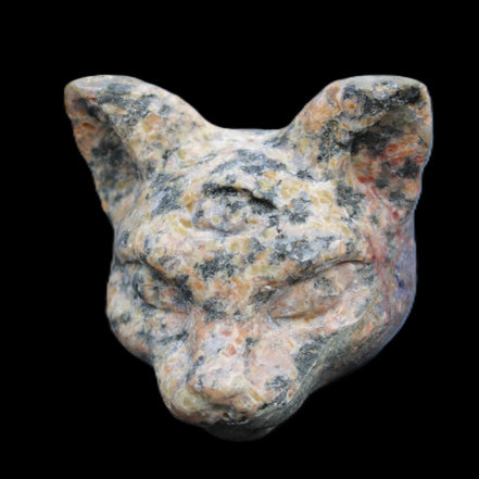Yooperlite hand-carved Cat head 50*49mm 115g in sunlight - Rocks and Things Store