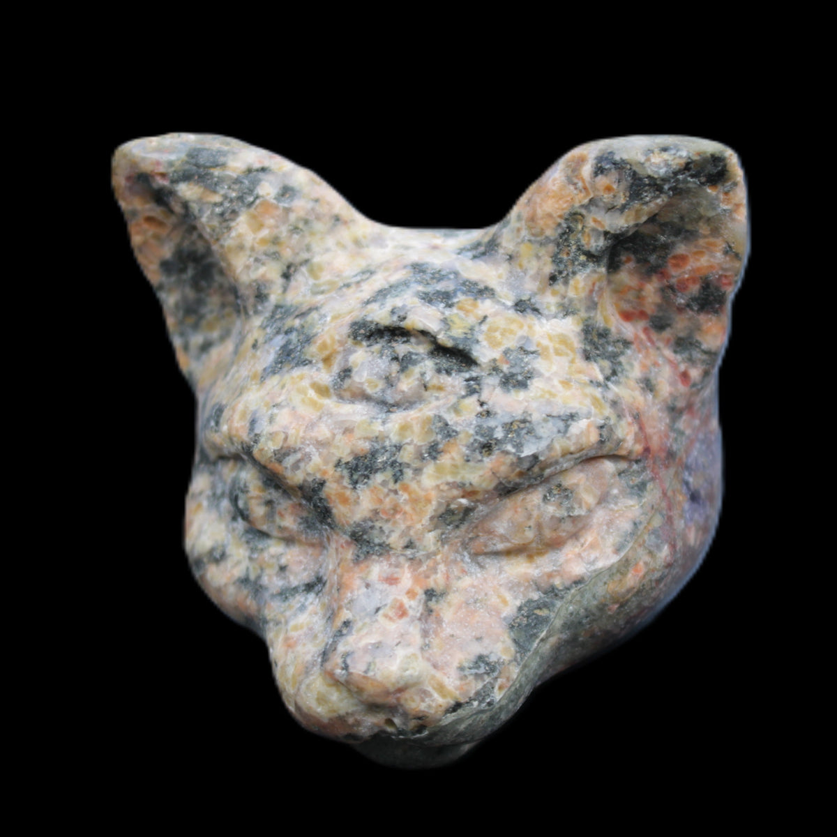 Yooperlite hand-carved Cat head 50*49mm 115g in sunlight - Rocks and Things Store