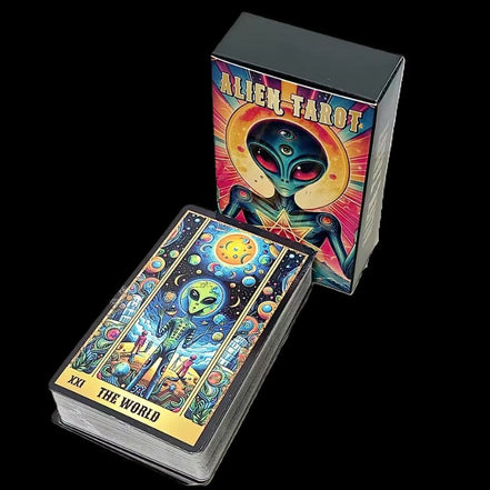 Alien Tarot Cards 10.3*6cm 78 card deck in sunlight - Rocks and Things Store