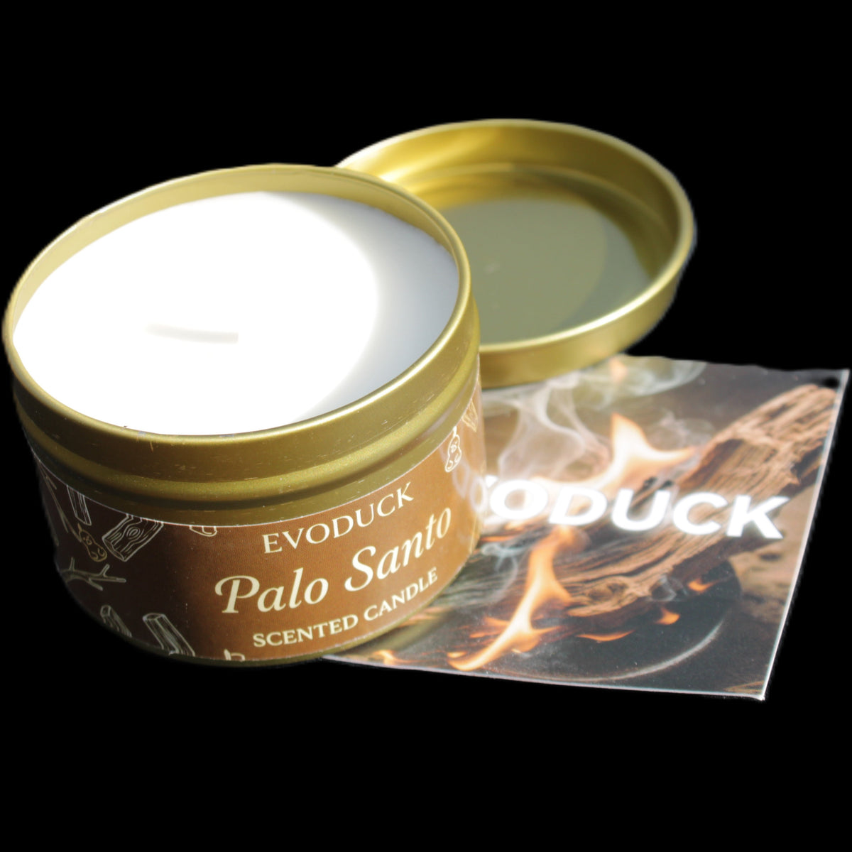 Palo Santo Scented Candle by EvoDuck in sunlight - Rocks and Things Store