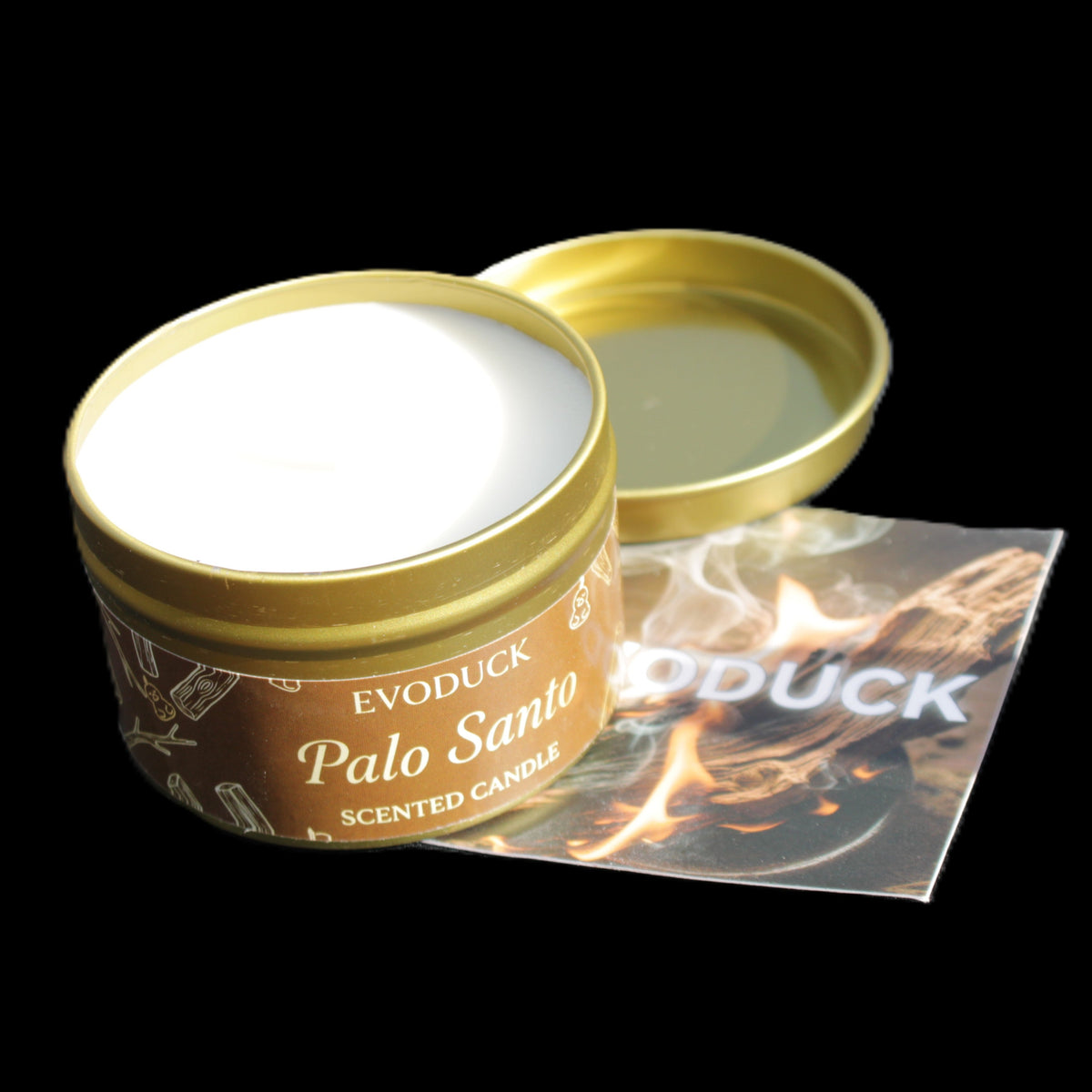 Palo Santo Scented Candle by EvoDuck in sunlight - Rocks and Things Store