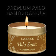 Palo Santo Scented Candle by EvoDuck in sunlight - Rocks and Things Store