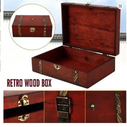 Retro look Wooden storage case 23*16*7.5cm in sunlight - Rocks and Things Store