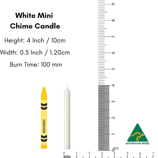 22 White Chime Spell Candles 10.2cm unscented mini taper - Australian Made in sunlight - Rocks and Things Store