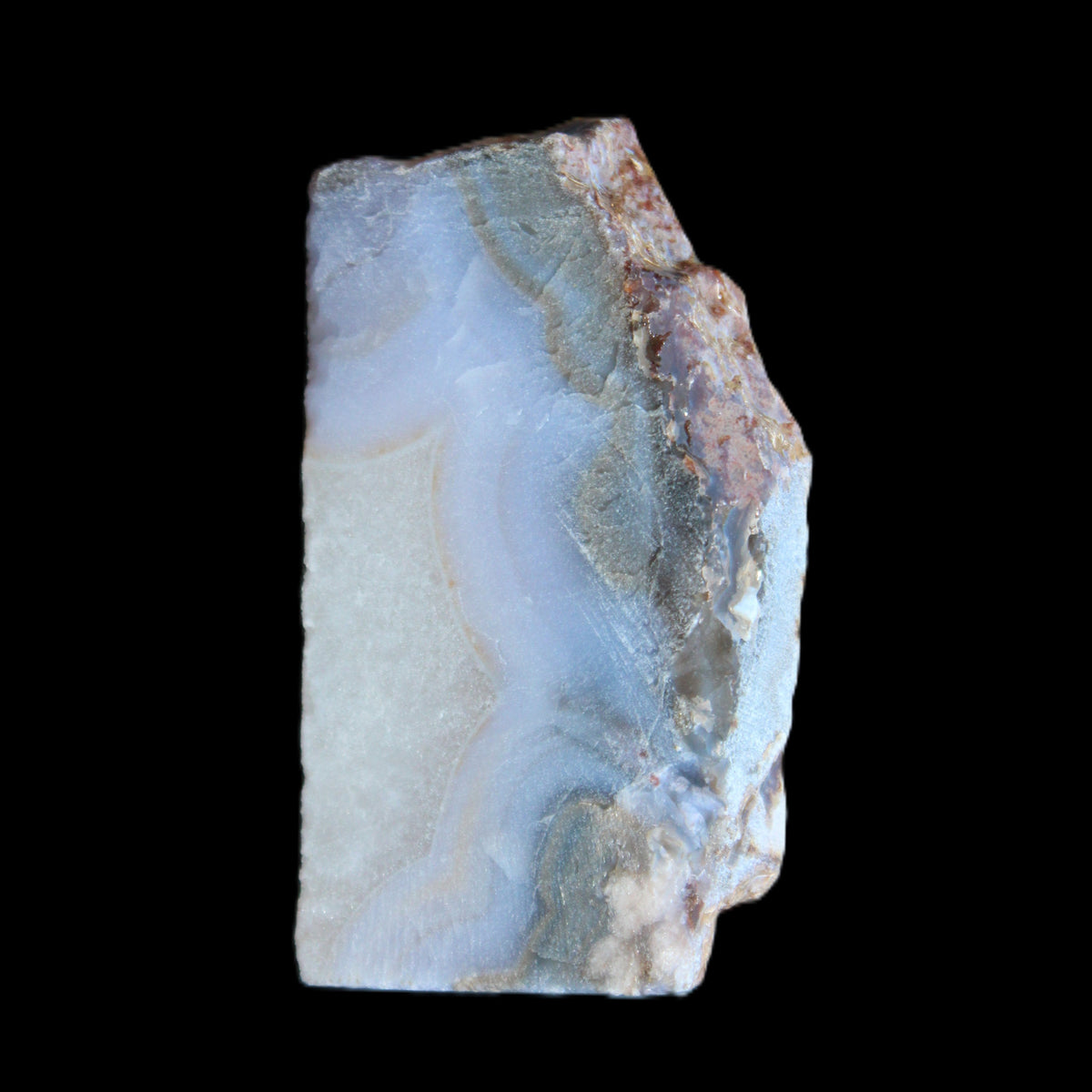 Blue Lace Flower Agate slice 70*38*15mm 92g in sunlight - Rocks and Things Store