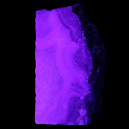 Blue Lace Flower Agate slice 70*38*15mm 92g in UV light - Rocks and Things Store