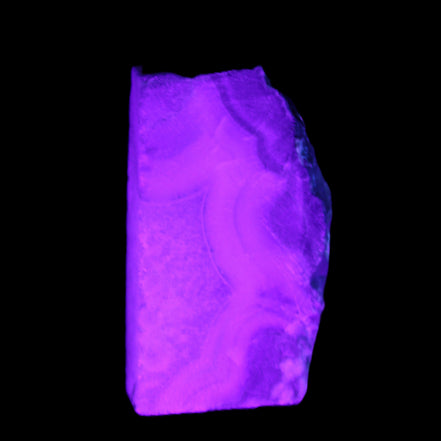 Blue Lace Flower Agate slice 70*38*15mm 92g in UV light - Rocks and Things Store