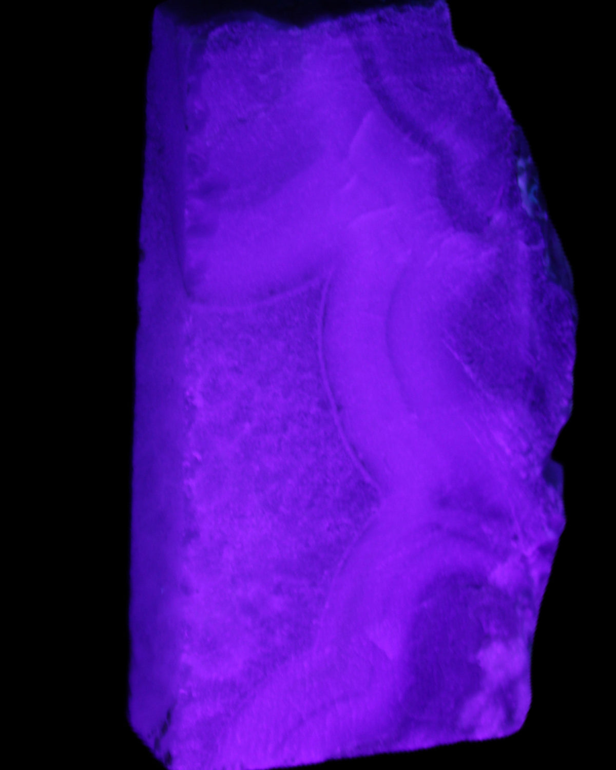 Blue Lace Flower Agate slice 70*38*15mm 92g in UV light - Rocks and Things Store