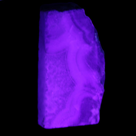 Blue Lace Flower Agate slice 70*38*15mm 92g in UV light - Rocks and Things Store