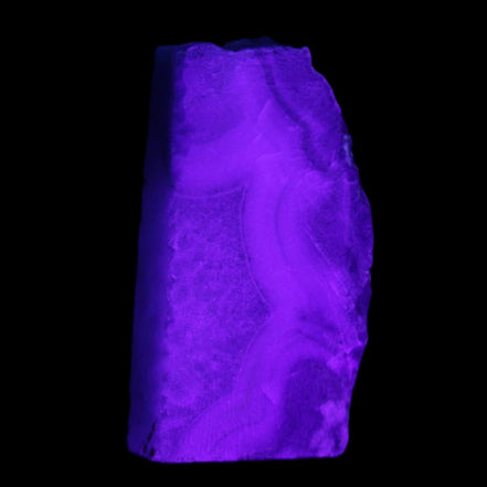 Blue Lace Flower Agate slice 70*38*15mm 92g in UV light - Rocks and Things Store