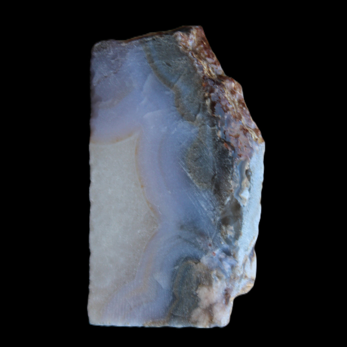 Blue Lace Flower Agate slice 70*38*15mm 92g in sunlight - Rocks and Things Store