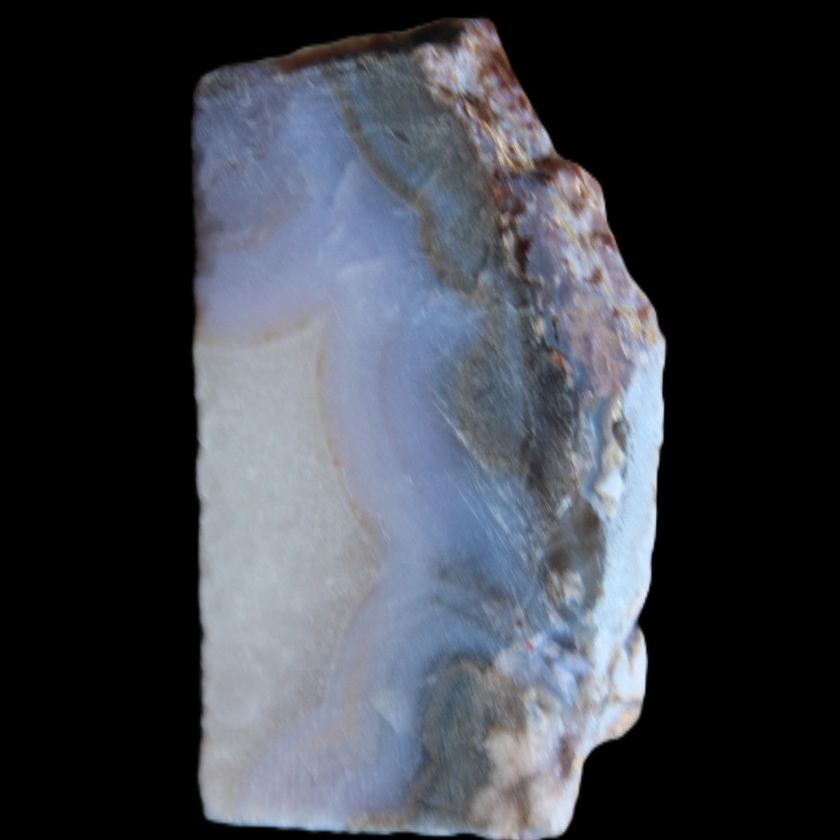 Blue Lace Flower Agate slice 70*38*15mm 92g in sunlight - Rocks and Things Store