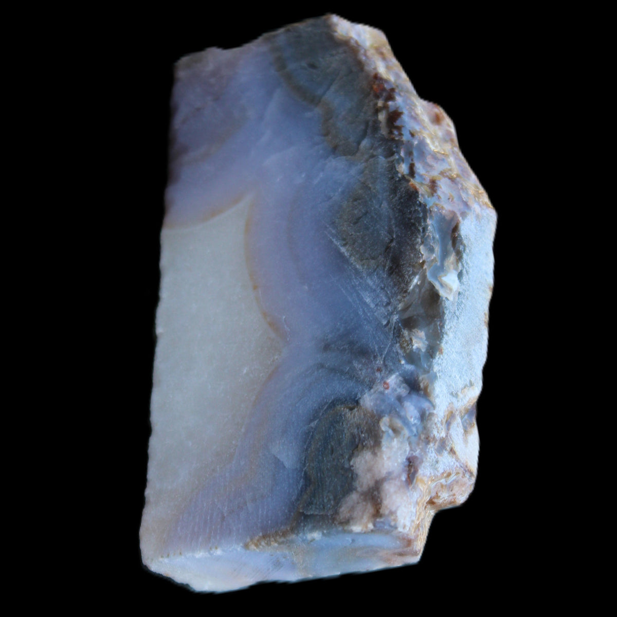 Blue Lace Flower Agate slice 70*38*15mm 92g in sunlight - Rocks and Things Store