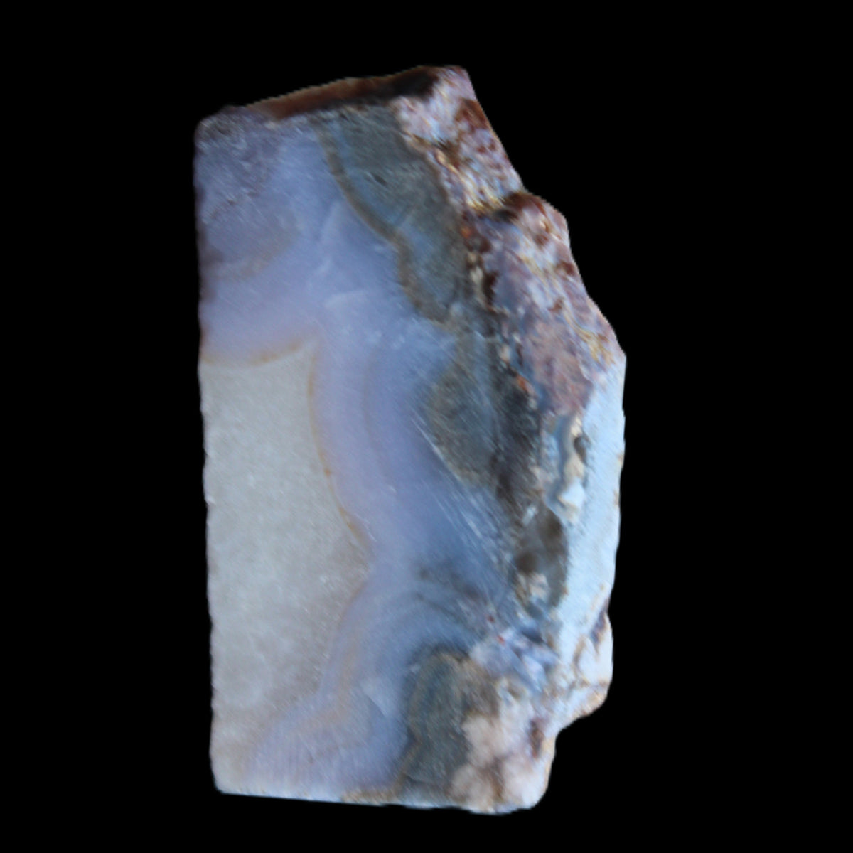 Blue Lace Flower Agate slice 70*38*15mm 92g in sunlight - Rocks and Things Store