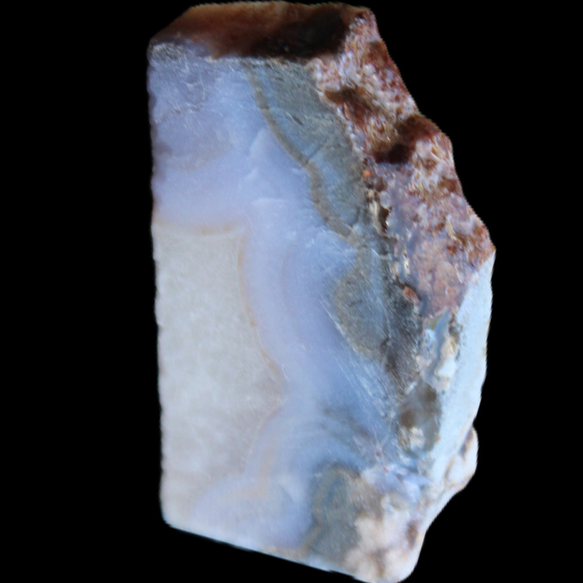Blue Lace Flower Agate slice 70*38*15mm 92g in sunlight - Rocks and Things Store
