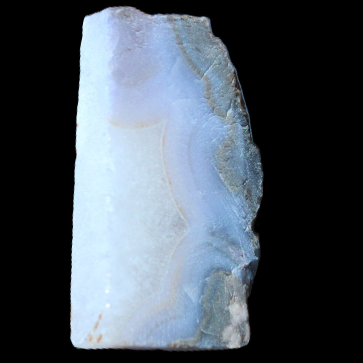 Blue Lace Flower Agate slice 70*38*15mm 92g in sunlight - Rocks and Things Store