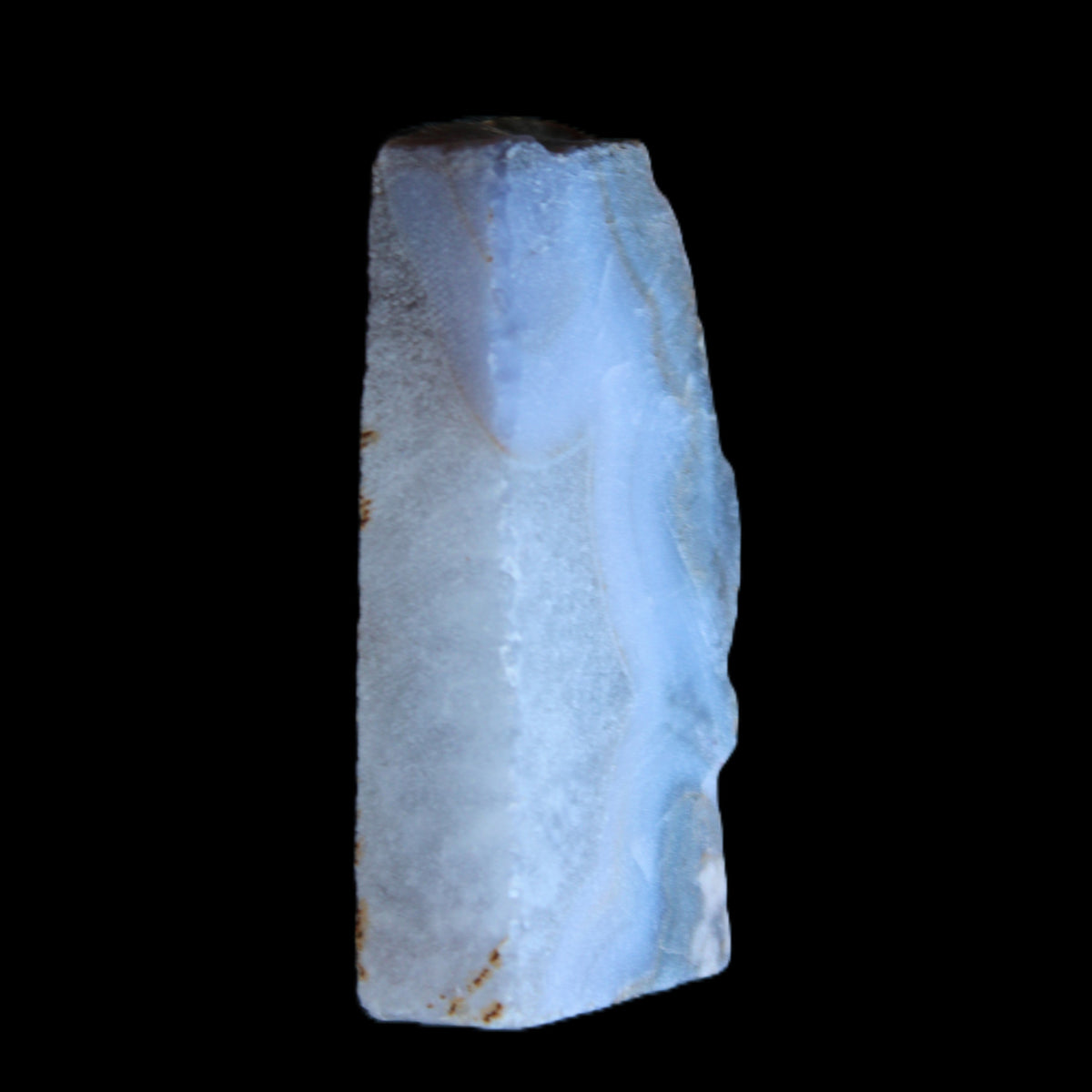 Blue Lace Flower Agate slice 70*38*15mm 92g in sunlight - Rocks and Things Store