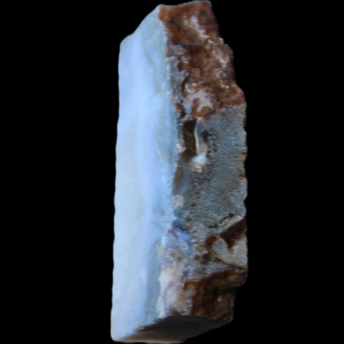 Blue Lace Flower Agate slice 70*38*15mm 92g in sunlight - Rocks and Things Store
