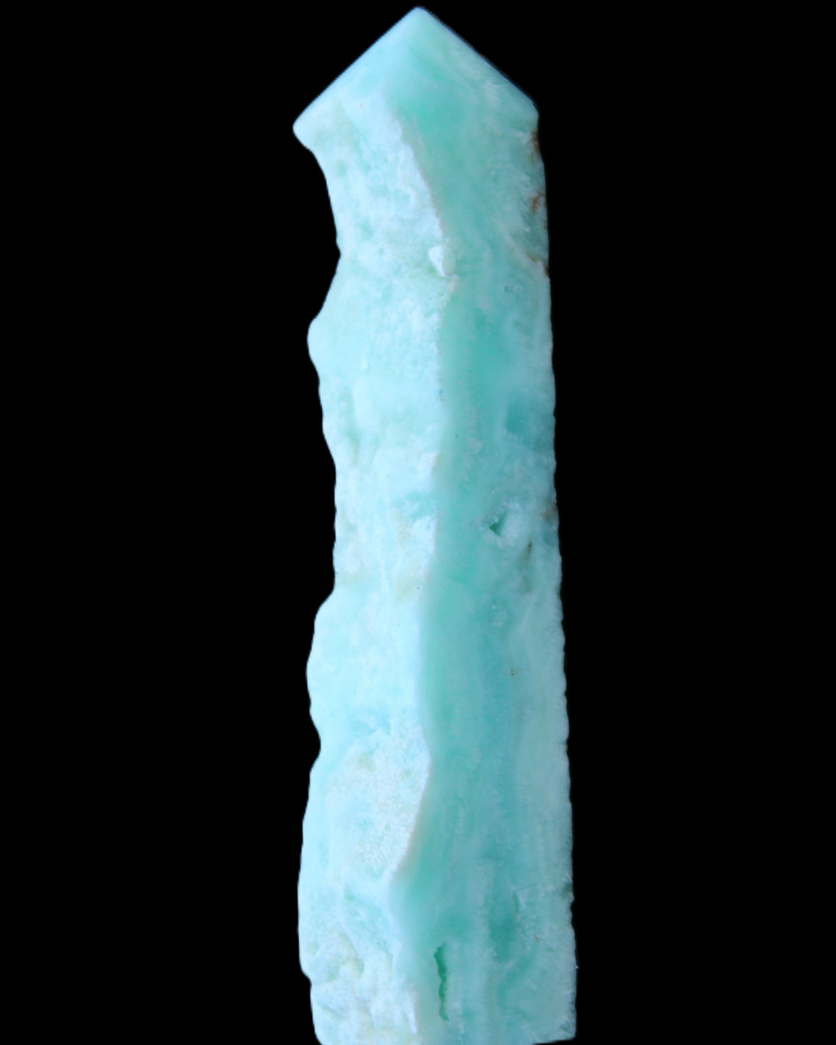 Sky Blue Hemimorphite wand 97*20*17mm 68g in sunlight - Rocks and Things Store