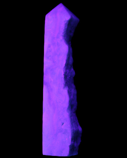 Sky Blue Hemimorphite wand 97*20*17mm 68g in UV light - Rocks and Things Store