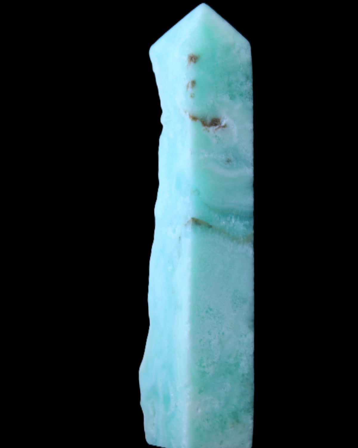 Sky Blue Hemimorphite wand 97*20*17mm 68g in sunlight - Rocks and Things Store