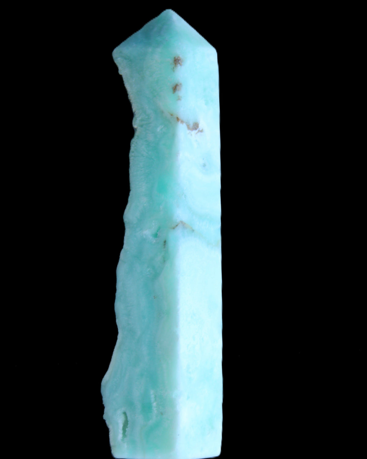 Sky Blue Hemimorphite wand 97*20*17mm 68g in sunlight - Rocks and Things Store