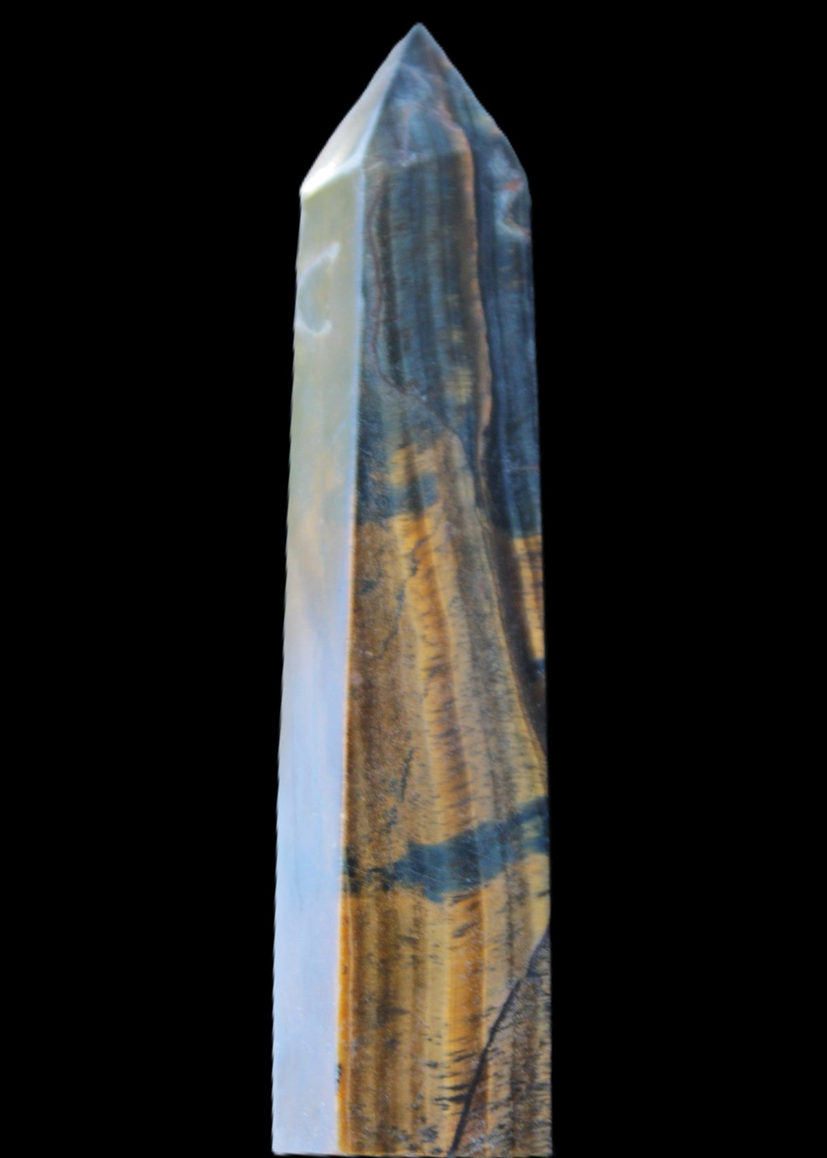 Blue Tigers Eye wand 99*23*17mm 87g in sunlight - Rocks and Things Store