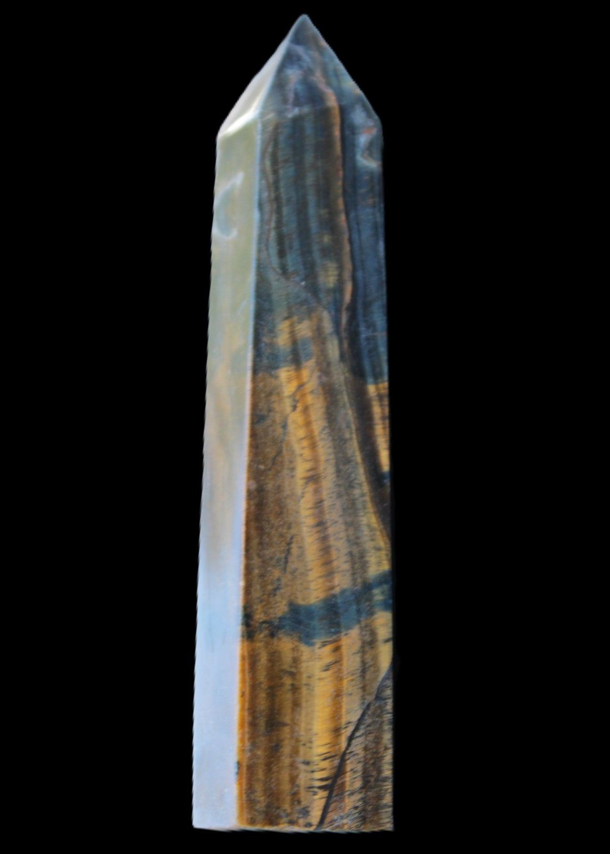 Blue Tigers Eye wand 99*23*17mm 87g in sunlight - Rocks and Things Store