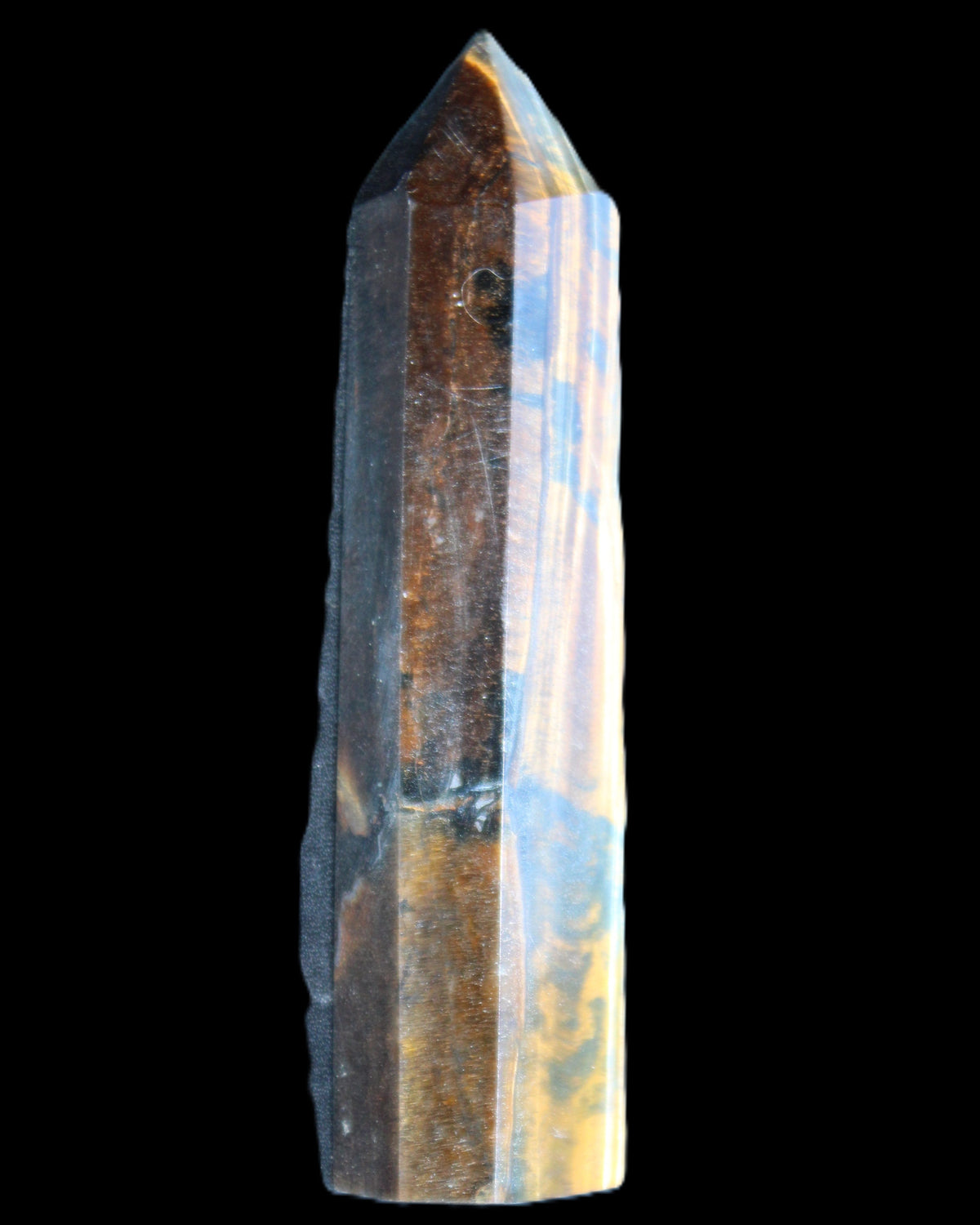 Blue Tigers Eye wand 99*23*17mm 87g in sunlight - Rocks and Things Store