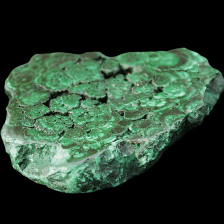 Glossy Malachite polished slice 92*78*12mm 226g in sunlight - Rocks and Things Store