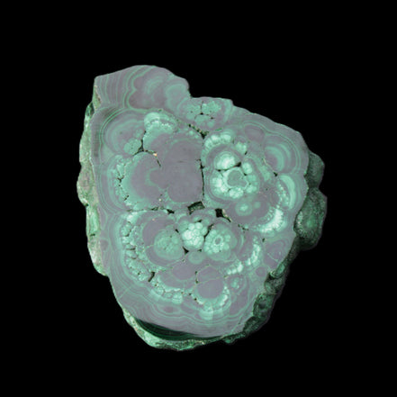 Glossy Malachite polished slice 92*78*12mm 226g in sunlight - Rocks and Things Store