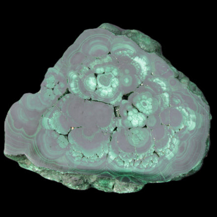 Glossy Malachite polished slice 92*78*12mm 226g in sunlight - Rocks and Things Store