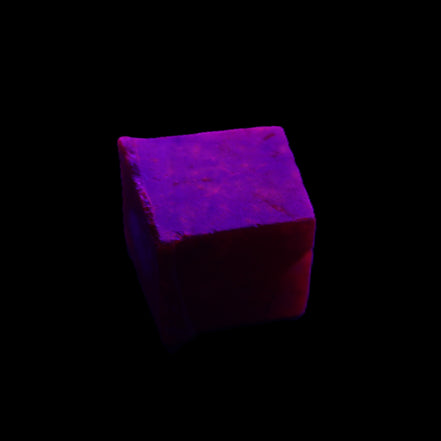 Ruby cube from Myanmar (dyed) 24*23*20mm 125ct 25g in UV light - Rocks and Things Store