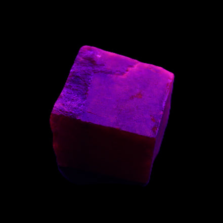 Ruby cube from Myanmar (dyed) 24*23*20mm 125ct 25g in UV light - Rocks and Things Store