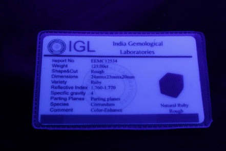 Ruby cube from Myanmar (dyed) 24*23*20mm 125ct 25g certificate in UV light - Rocks and Things Store