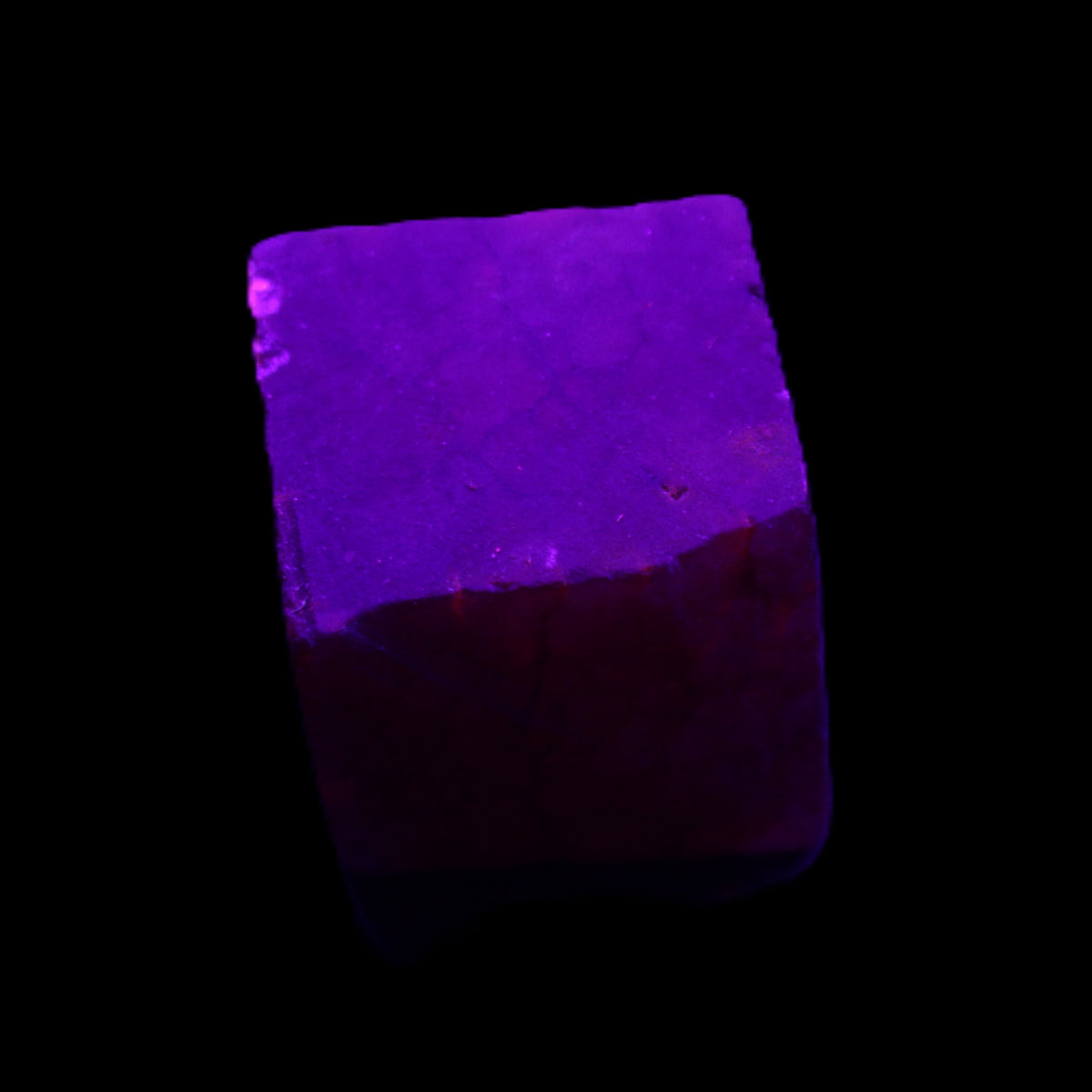 Ruby cube from Myanmar (dyed) 25*24mm 172ct  34.4g in UV light - Rocks and Things Store