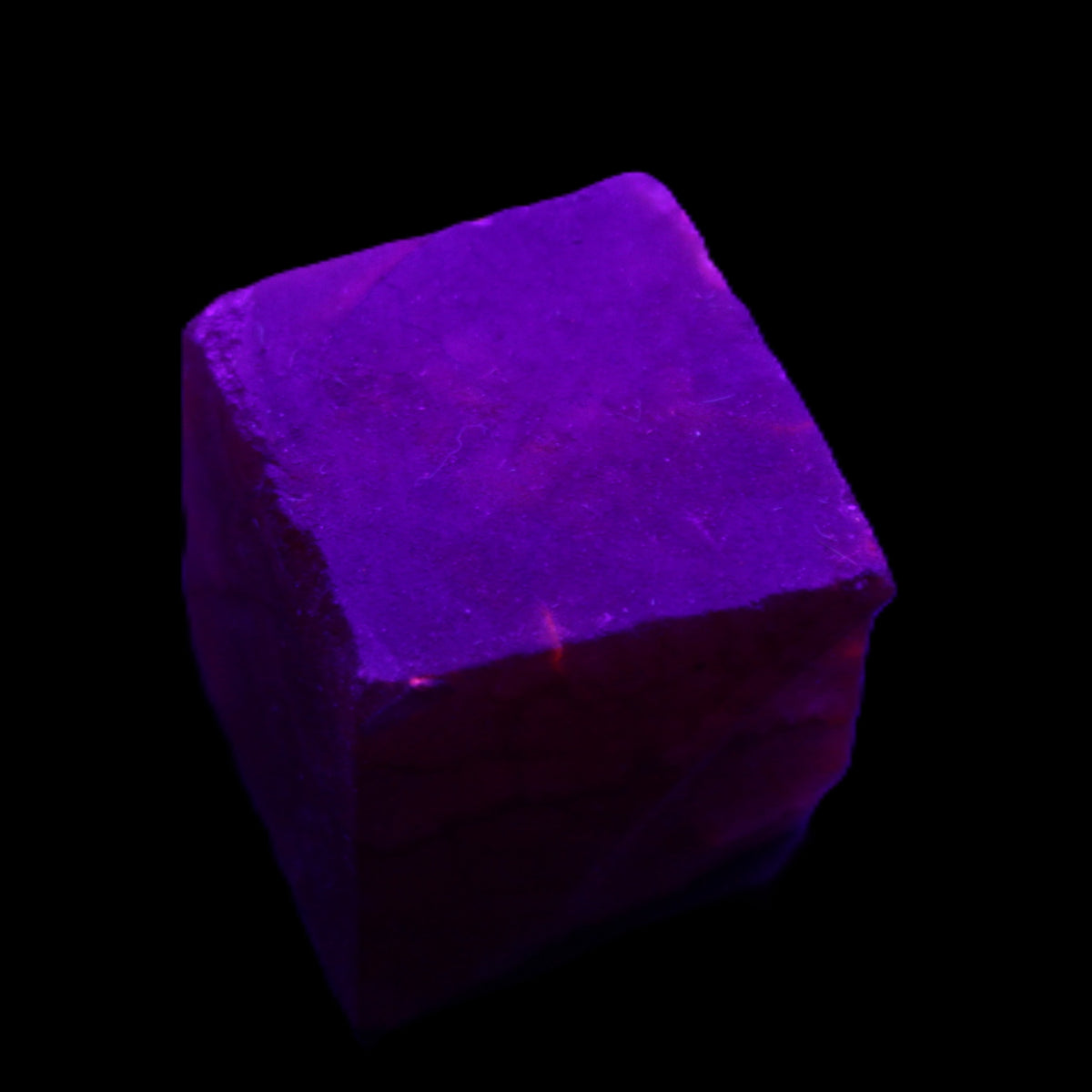 Ruby cube from Myanmar (dyed) 25*24mm 172ct  34.4g in UV light - Rocks and Things Store