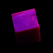 Ruby cube from Myanmar (dyed) 26*25mm 170ct 34g in UV light - Rocks and Things Store