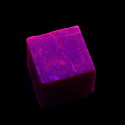Ruby cube from Myanmar (dyed) 26*25mm 170ct 34g in UV light - Rocks and Things Store