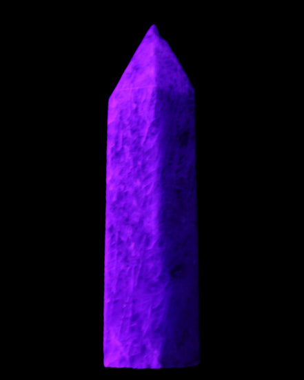 Apatite wand 22*18*69m 54g in UV light - Rocks and Things Store