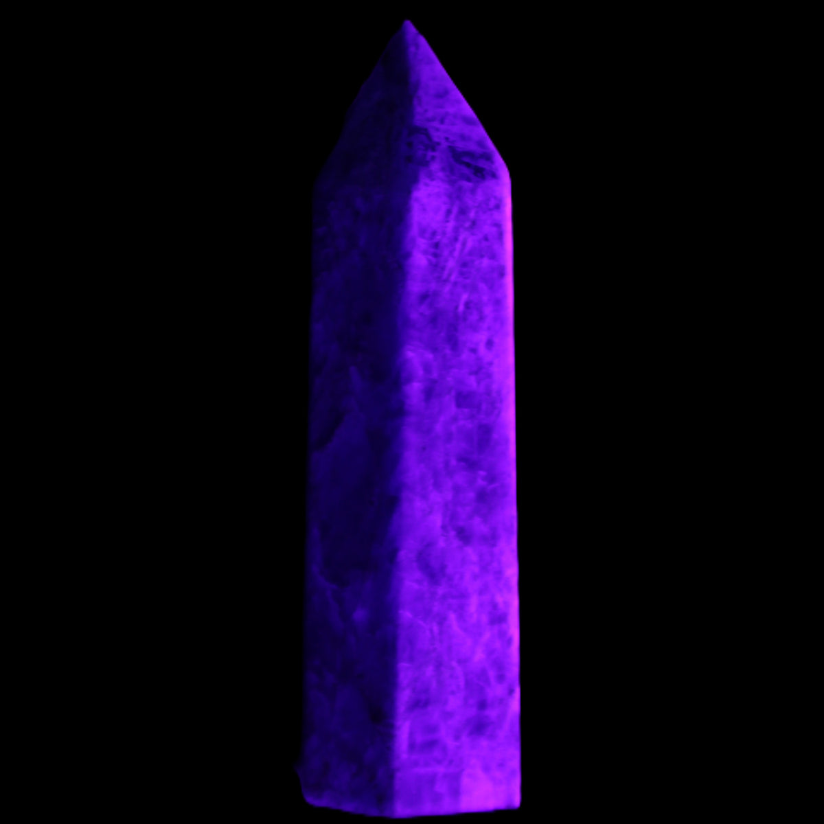 Apatite wand 22*18*69m 54g in UV light - Rocks and Things Store