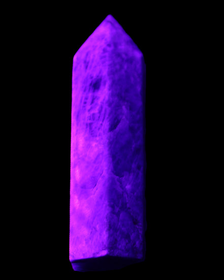 Apatite wand 22*18*69m 54g in UV light - Rocks and Things Store