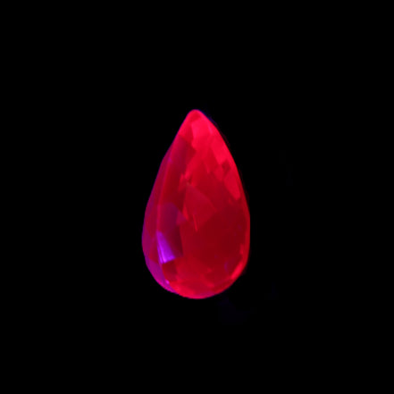 Red Ruby Pear cut from Mozambique 14*7*8mm 19.8ct 4g in UV light - Rocks and Things Store