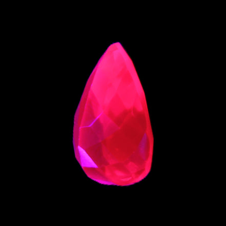 Red Ruby Pear cut from Mozambique 14*7*8mm 19.8ct 4g in UV light - Rocks and Things Store