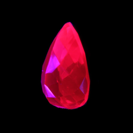 Red Ruby Pear cut from Mozambique 14*7*8mm 19.8ct 4g in UV light - Rocks and Things Store
